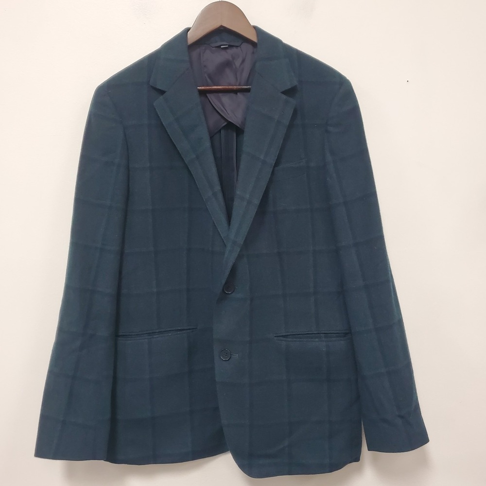 Bonobos Mens Angelico Italian Wool Blazer Jacket Size 42R Blue Plaid Two Button